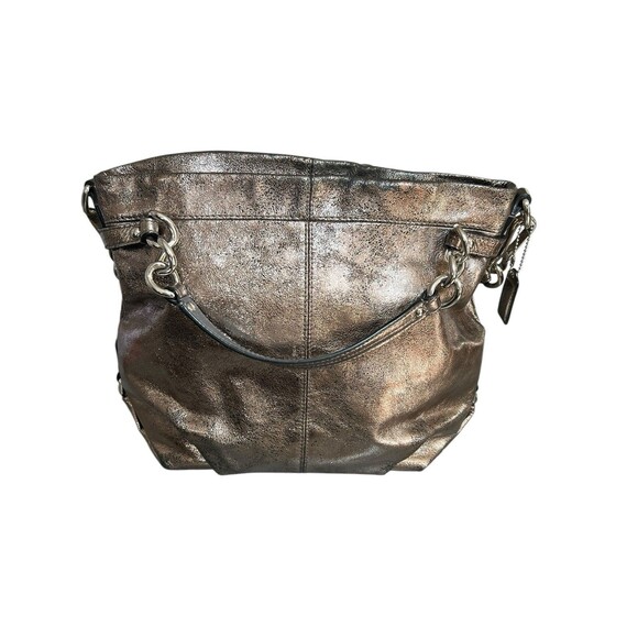 VTG COACH F17165 Brooke Pewter Silver Metallic Leather Shoulder Bag Hobo Purse - Picture 1 of 10